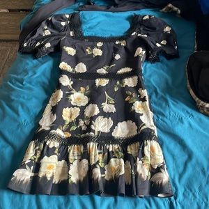 Alice and Olivia floral black dress size 2